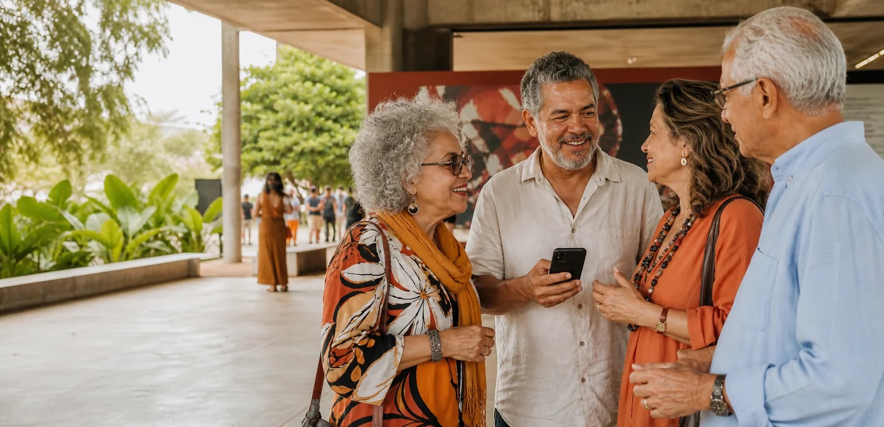 Grupo de pessoas adultas em um encontro cultural